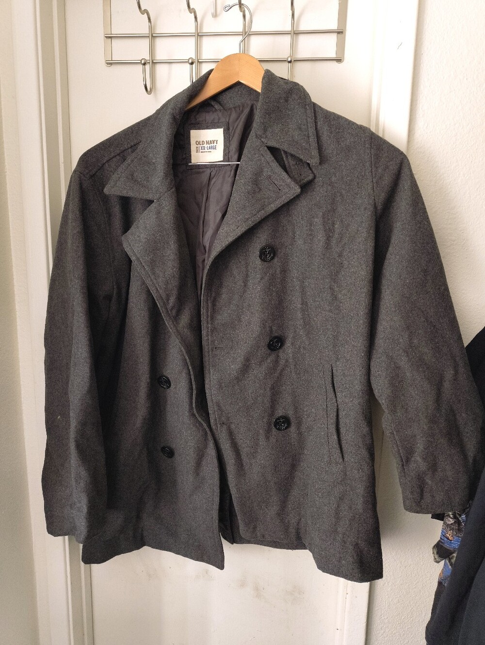 Old Navy Women's Charcoal Gray Double-Breasted Peacoat